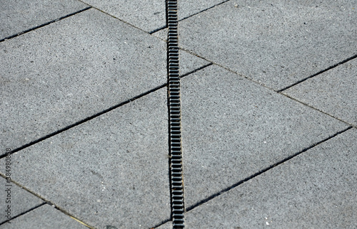 Bilde på lerret large-format paving made of gray granite