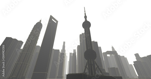 Photography modern city panorama 3d illustration