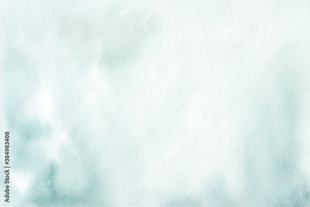 Abstract green and white watercolor background texture. Hand painted clipart.