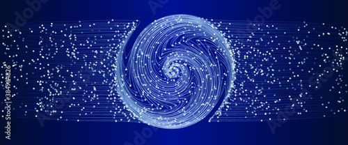 big data concept with lines and dots. Yin and Yang symbol effect with lines.