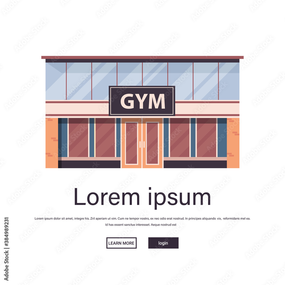 empty no people sport gym exterior fitness training healthy lifestyle concept sport studio building facade isolated copy space vector illustration empty no people sport gym exterior fitness training healthy lifestyle concept sport studio building facade isolated copy space vector illustration