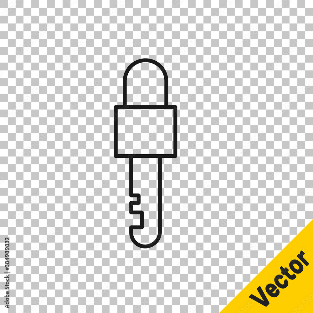Black line Locked key icon isolated on transparent background. Vector Illustration. Black line Locked key icon isolated on transparent background. Vector Illustration.