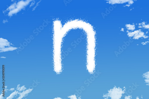 Letter n cloud shape on blue sky