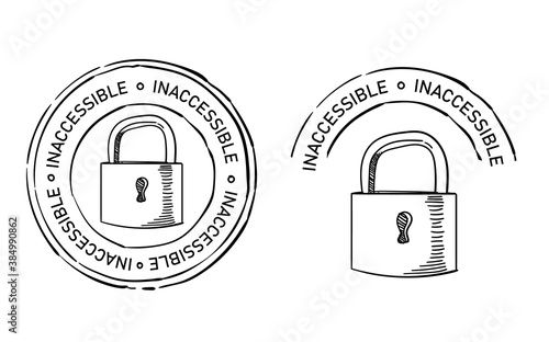 naccessible set collection hand drawing sketch white isolated background