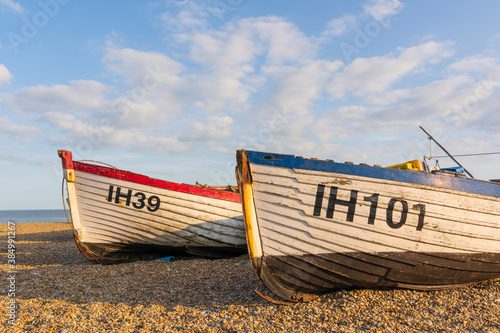 Abandoned fishing boats on Aldeburgh Beach. Suffolk. UK  photo