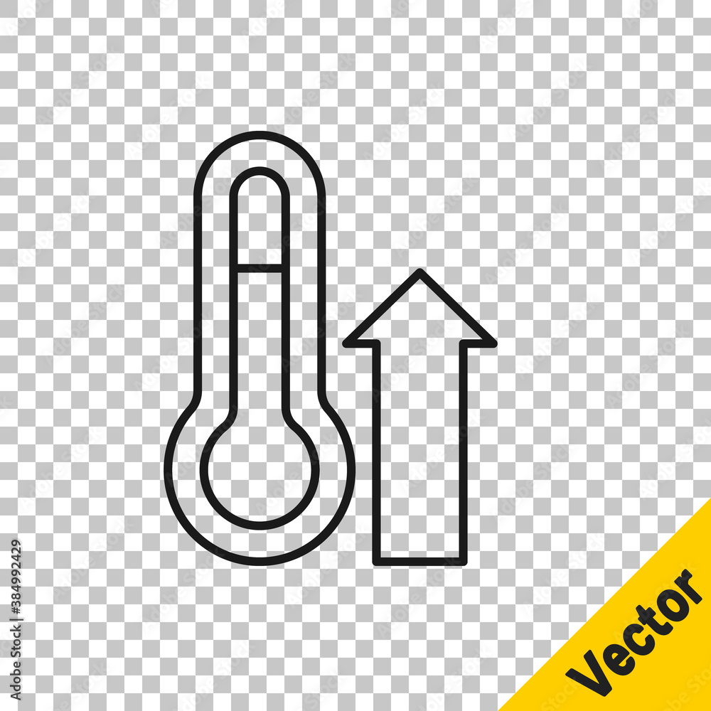 Black line Meteorology thermometer measuring icon isolated on transparent background. Thermometer equipment showing hot or cold weather. Vector. Black line Meteorology thermometer measuring icon isolated on transparent background. Thermometer equipment showing hot or cold weather. Vector.