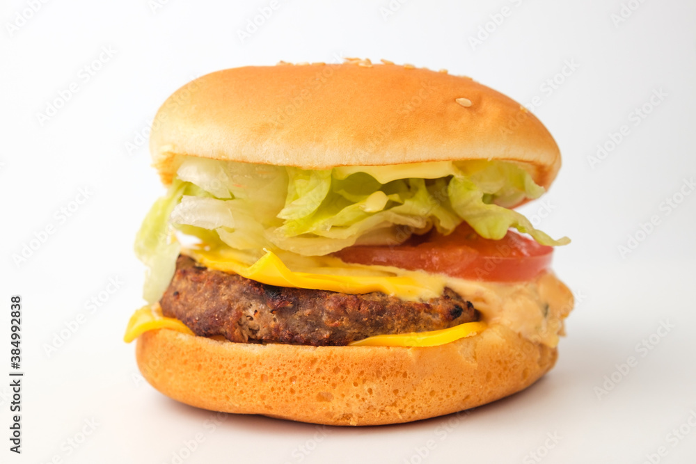 Hamburger on white background