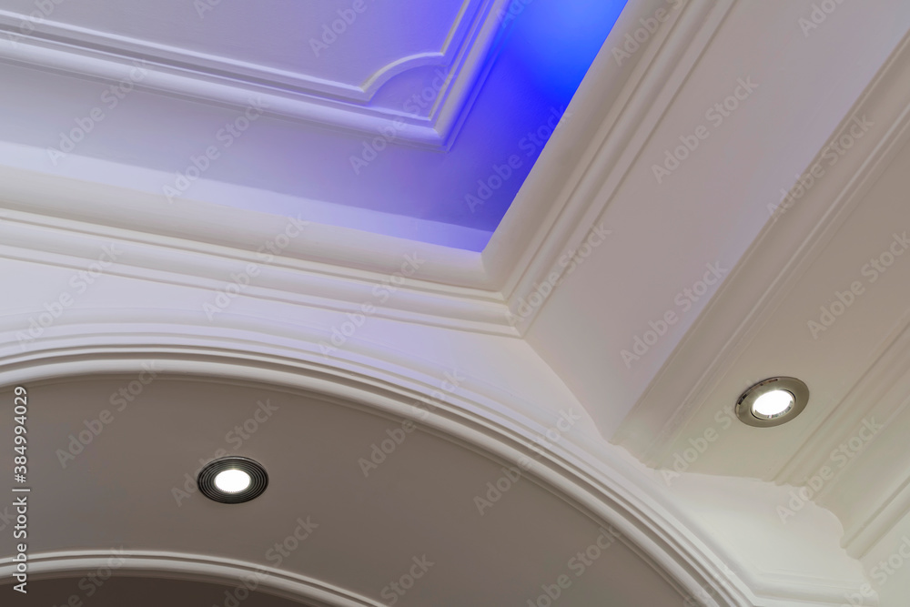 Fototapeta premium Living room LED spotlights and hidden lighting