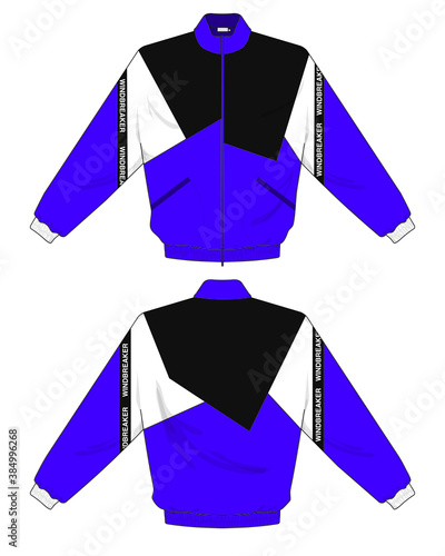 retro vintage windbreaker hoodie jacket template