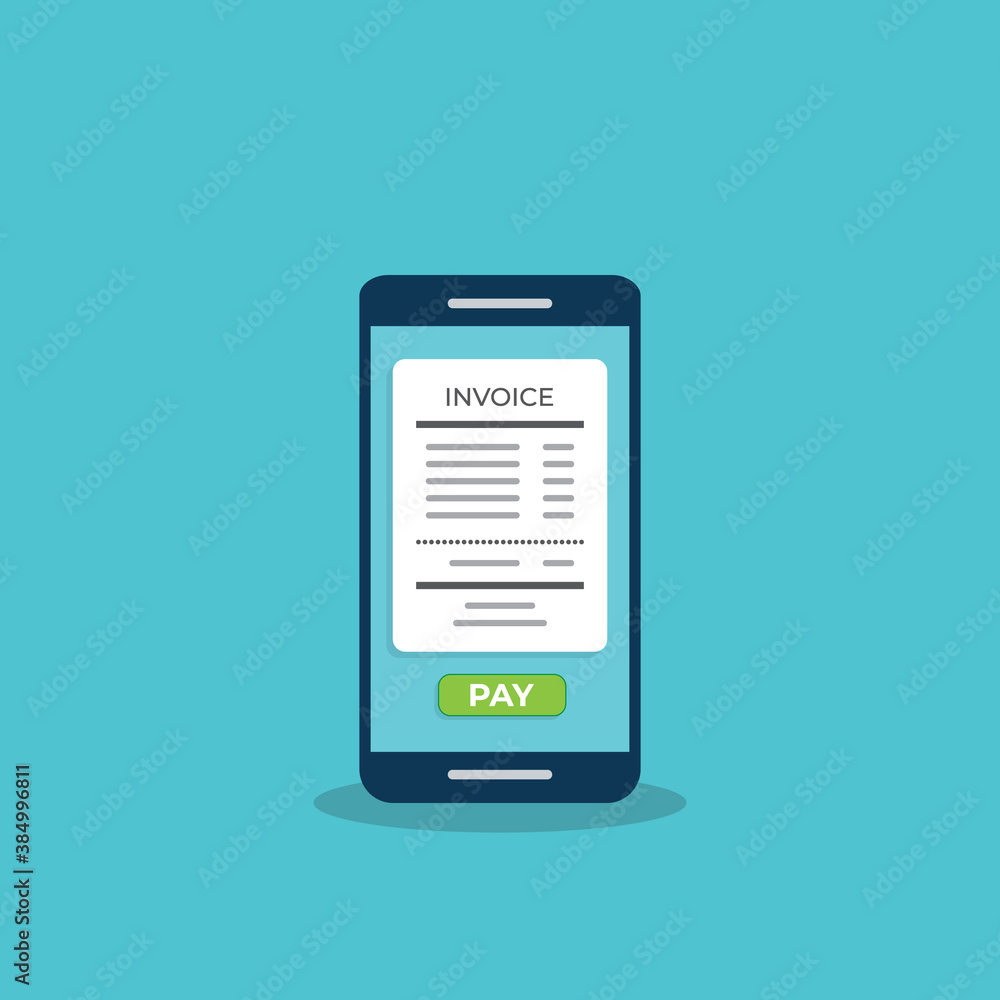 Notification on financial transaction. Smartphone with electronic bill. Vector illustration Notification on financial transaction. Smartphone with electronic bill. Vector illustration