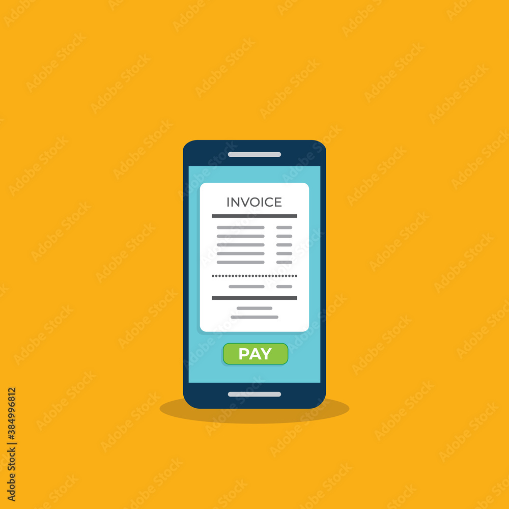 Notification on financial transaction. Smartphone with electronic bill. Vector illustration Notification on financial transaction. Smartphone with electronic bill. Vector illustration