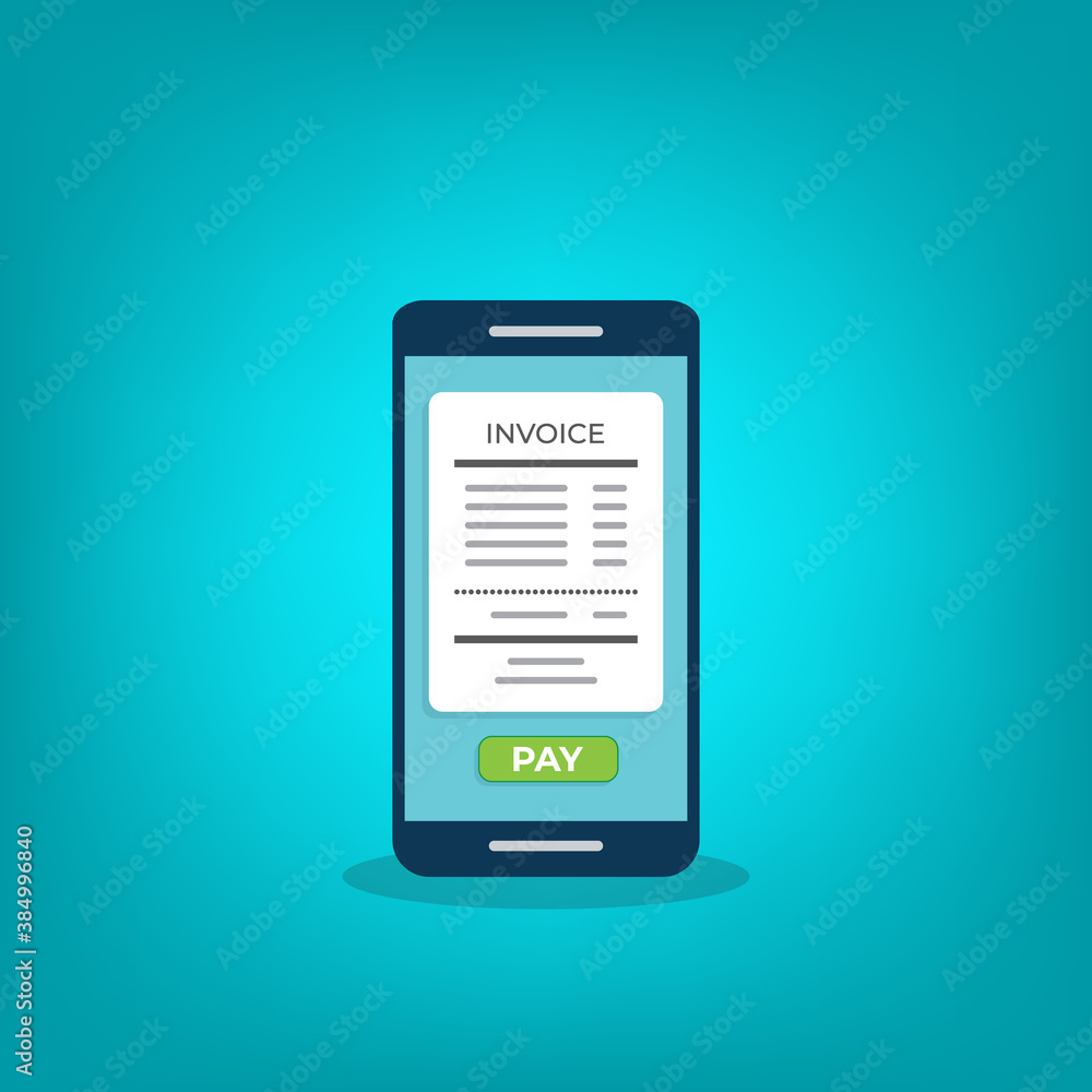 Notification on financial transaction. Smartphone with electronic bill. Vector illustration Notification on financial transaction. Smartphone with electronic bill. Vector illustration