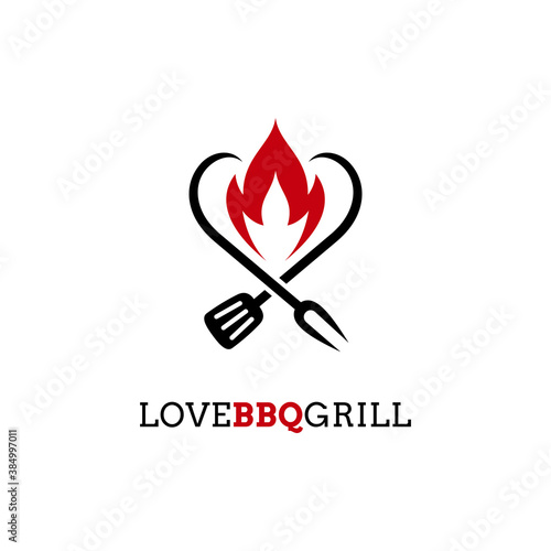 Love barbecue logo design