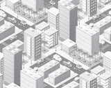 Isometric city map industry infographic set, with transport