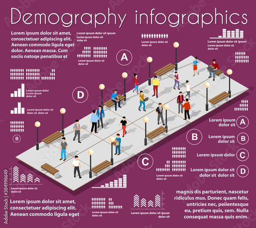 City park infographics, graph, demography with people