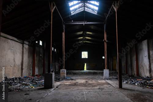 Interiors of abandoned industrial halls in Żyrardów.