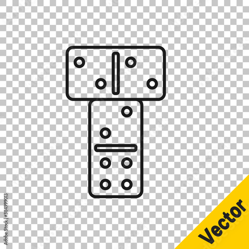 Black line Domino icon isolated on transparent background. Vector.
