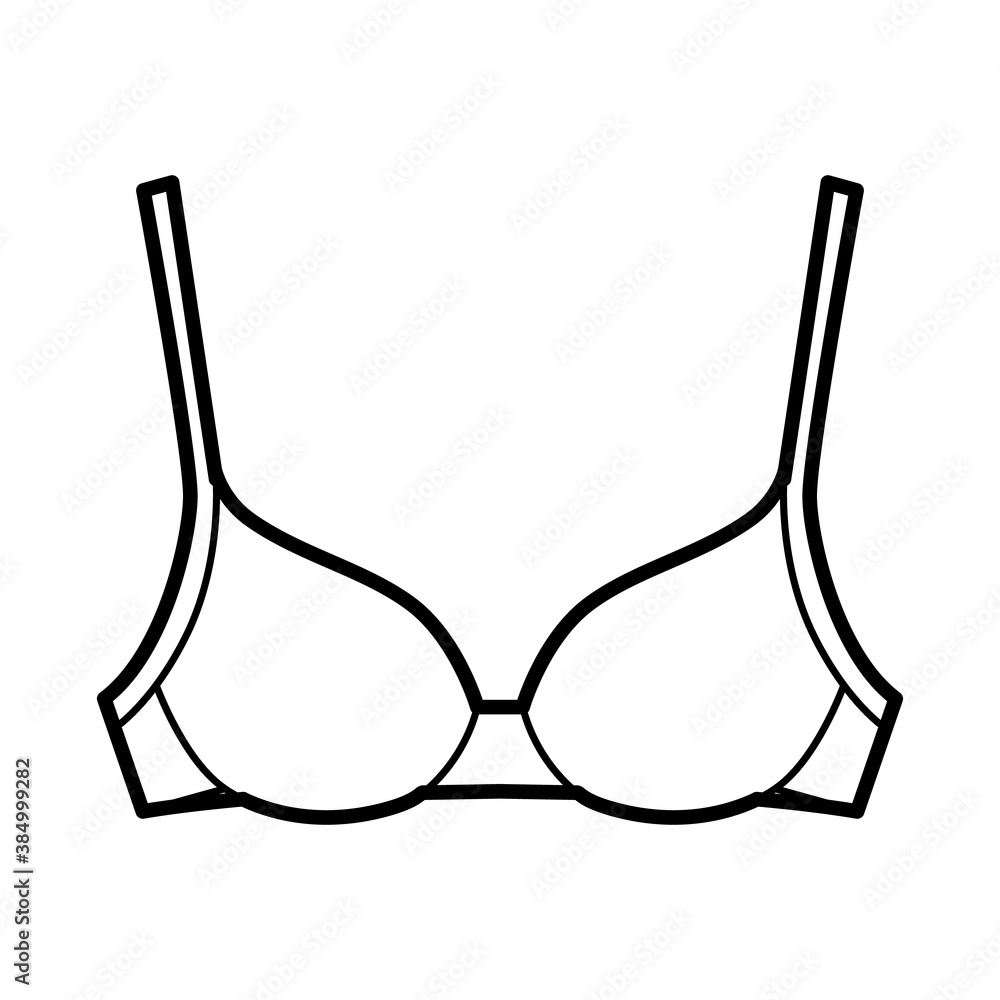 Bra contour molded cup lingerie technical fashion illustration with full  adjustable shoulder straps, hook-and-eye closure. Flat template front,  white color style. Women men unisex underwear CAD mockup Stock Vector |  Adobe Stock