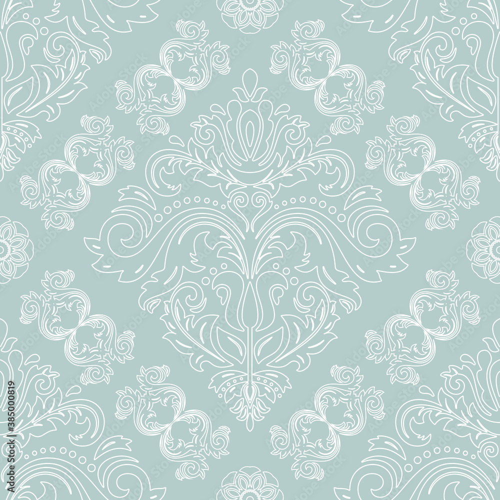 Orient vector classic pattern. Seamless abstract light blue and white background with vintage elements. Orient background. Ornament for wallpaper and packaging
