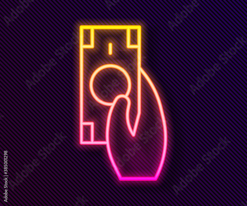 Glowing neon line Fast payments icon isolated on black background. Fast money transfer payment. Financial services, fast loan, time is money, cash back concept. Vector.