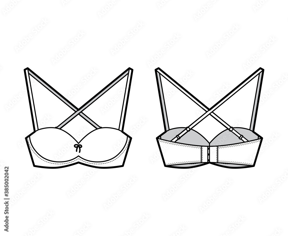 Bra convertible balconette lingerie technical fashion illustration