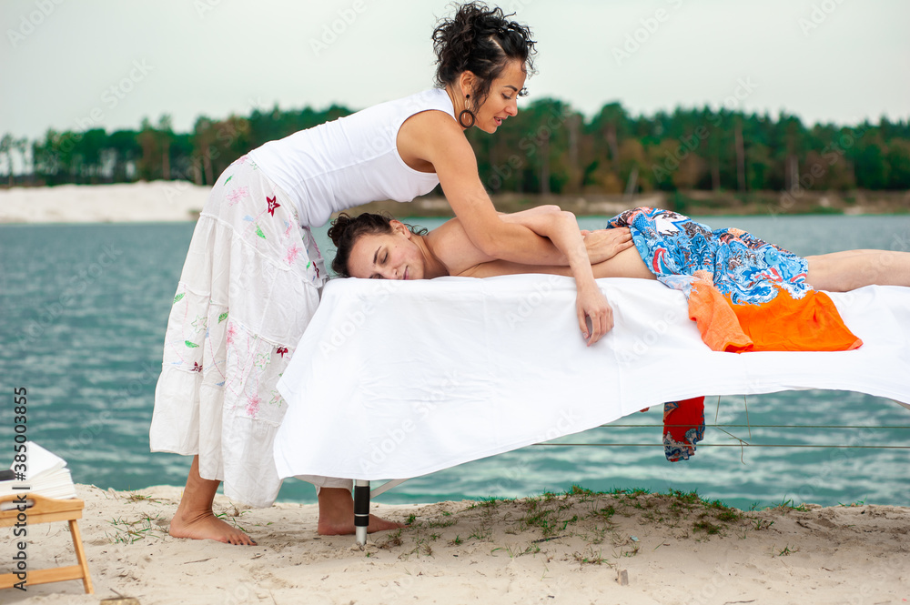 Professional wellness women's massage outdoor