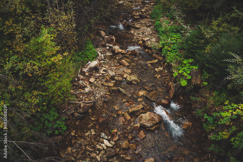 Ukrainian mountains of the Carpathians in autumn.River Ukrainian mountains of the Carpathians in autumn.River