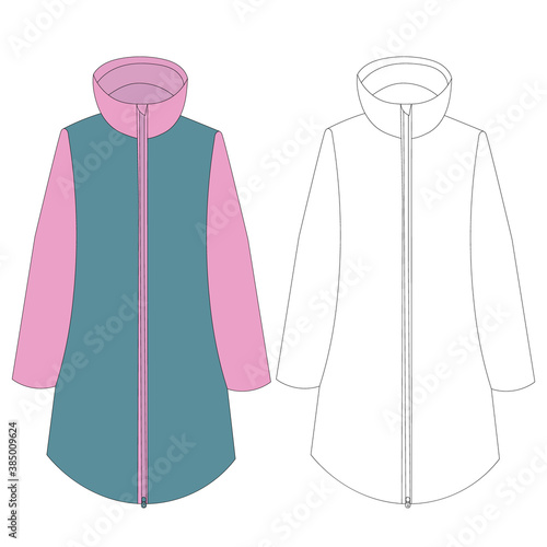 isolated, women's jacket, outline sketch