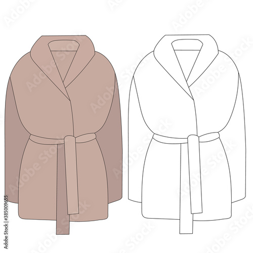 vector, isolated, female coat, outline sketch