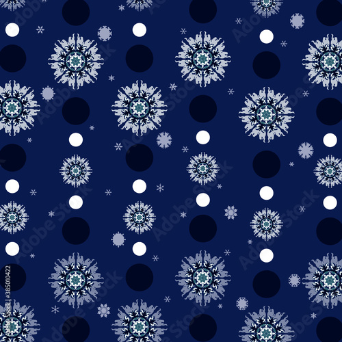 Festive patterned background in blue  white and purple tones.