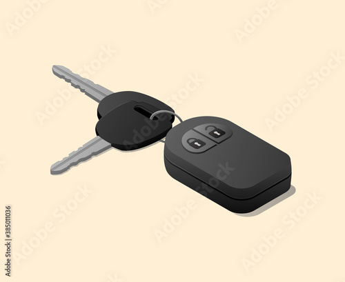 Car key. Isometric vector illustration. Isolated on white background.