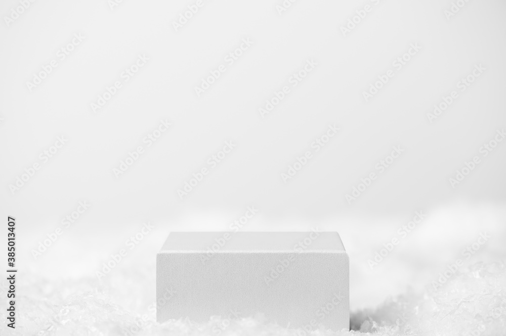 custom made wallpaper toronto digitalPodium geometric shape white on a white background. Winter scene, showcase with snow for product presentation. Minimalistic light pedestal for cosmetic. Copy space