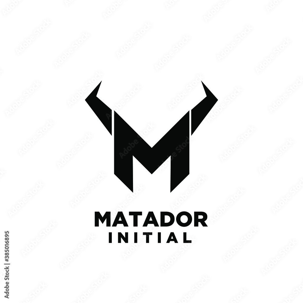 matador bull horn initial m logo icon design vector illustration white background matador bull horn initial m logo icon design vector illustration white background