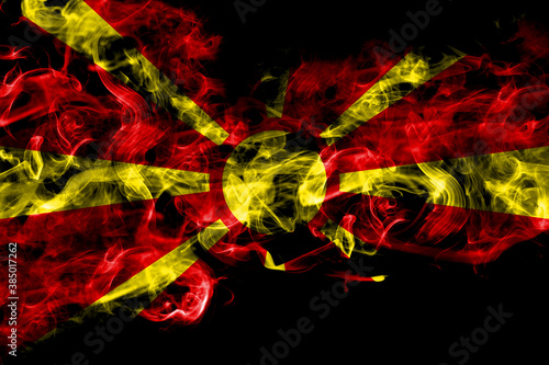 Macedonia, Macedonian smoke flag isolated on black background