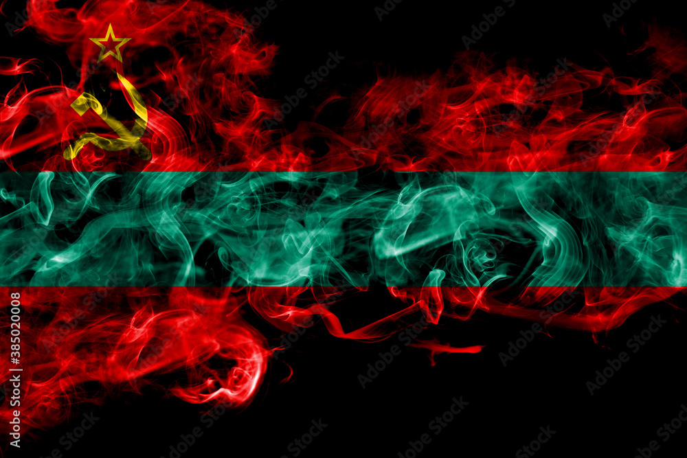 Transnistria smoke flag isolated on black background