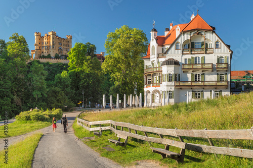 Hohenschwangau Castle and Alpenrose Hotel, Schwangau, Allgau, Schwaben, Bavaria photo