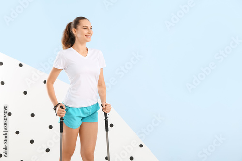 Young woman with walking po...