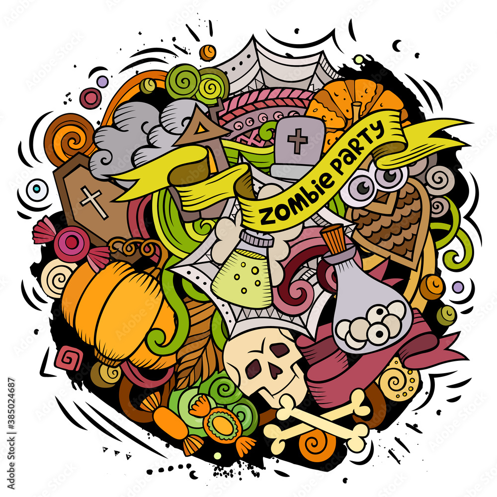 Cartoon vector doodles Happy Halloween illustration. Cartoon vector doodles Happy Halloween illustration.