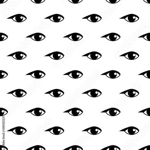 Make up, eyes with black eyeliner icons seamless pattern background.
