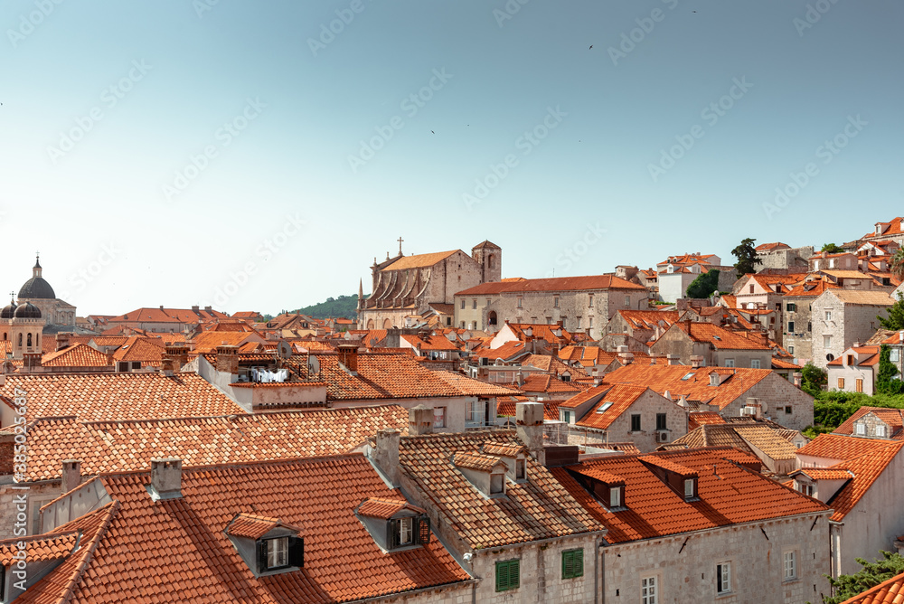Brick color rooftops in Dubrovnik, Croatia