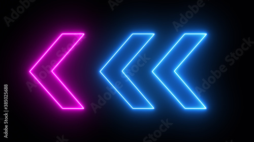 Blue and pink neon arrows on a black background
