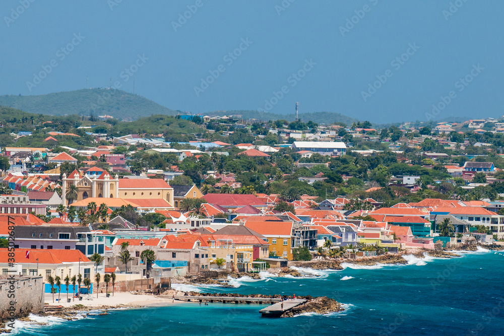 Aerial view of capital city Willemstad, Curacao, ABC Islands, Dutch Antilles, Caribbean, Central America Aerial view of capital city Willemstad, Curacao, ABC Islands, Dutch Antilles, Caribbean, Central America