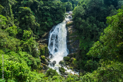 The 70m Valara Waterfall on the Deviyar River after Monsoon, a popular sight on the road to Munnar, Idukki district, Kerala, India photo