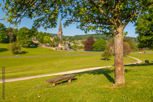 View of Edensor Village in Chatsworth Park, Derbyshire Dales, Derbyshire, England, United Kingdom photo