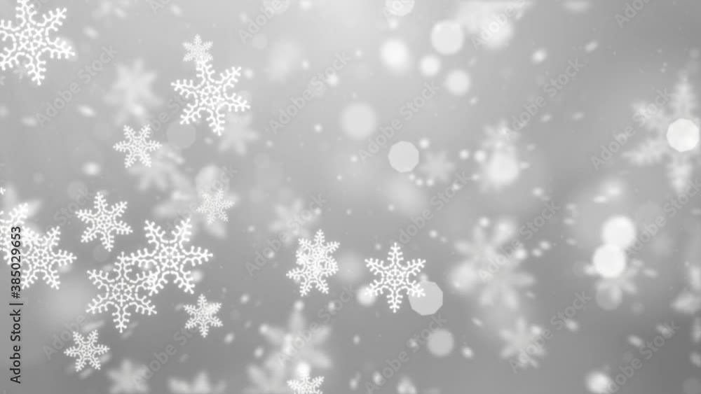 Falling Abstract Particles Star Snowflakes Animation on White dark Loop background. snow fall 3d render Bokeh. merry christmas, Holidays, winter, New Year, snowflake, snow, festive. Falling Abstract Particles Star Snowflakes Animation on White dark Loop background. snow fall 3d render Bokeh. merry christmas, Holidays, winter, New Year, snowflake, snow, festive.