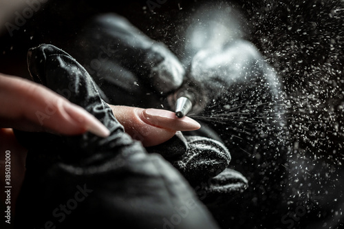 Obraz na płótnie Closeup automatic electric manicure drill polish remover for nail women