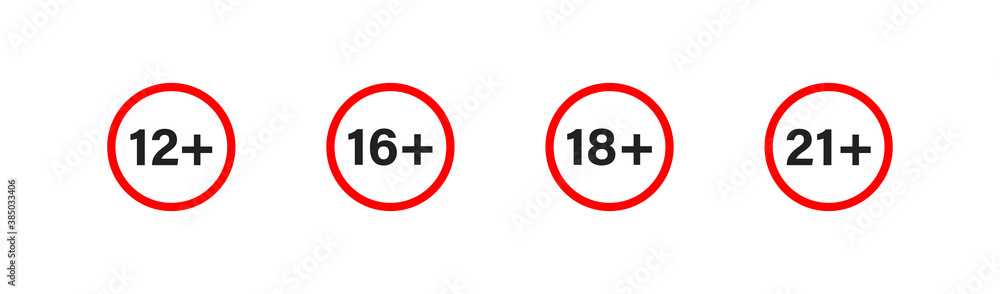 Age rating set icon. Isolated vector illustration age limit Age rating set icon. Isolated vector illustration age limit