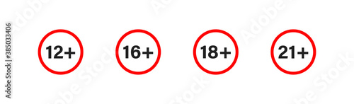 Age rating set icon.  Isolated vector illustration age limit