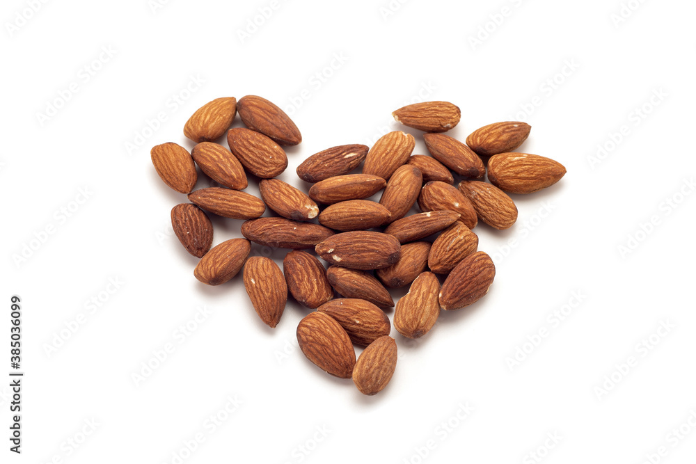 almond on a white background with shadows almond on a white background with shadows