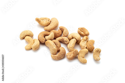 Cashew nut on a white background with shadows